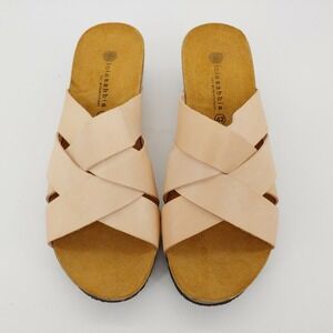 Lola Sabbia For Eric Michael Womens Megan Cork Wedge Sandals Beige EUR 42